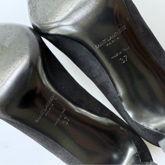 Saint Laurent Black Suede Pointed Toe High Heel Pumps 37 - Picture 13 of 16